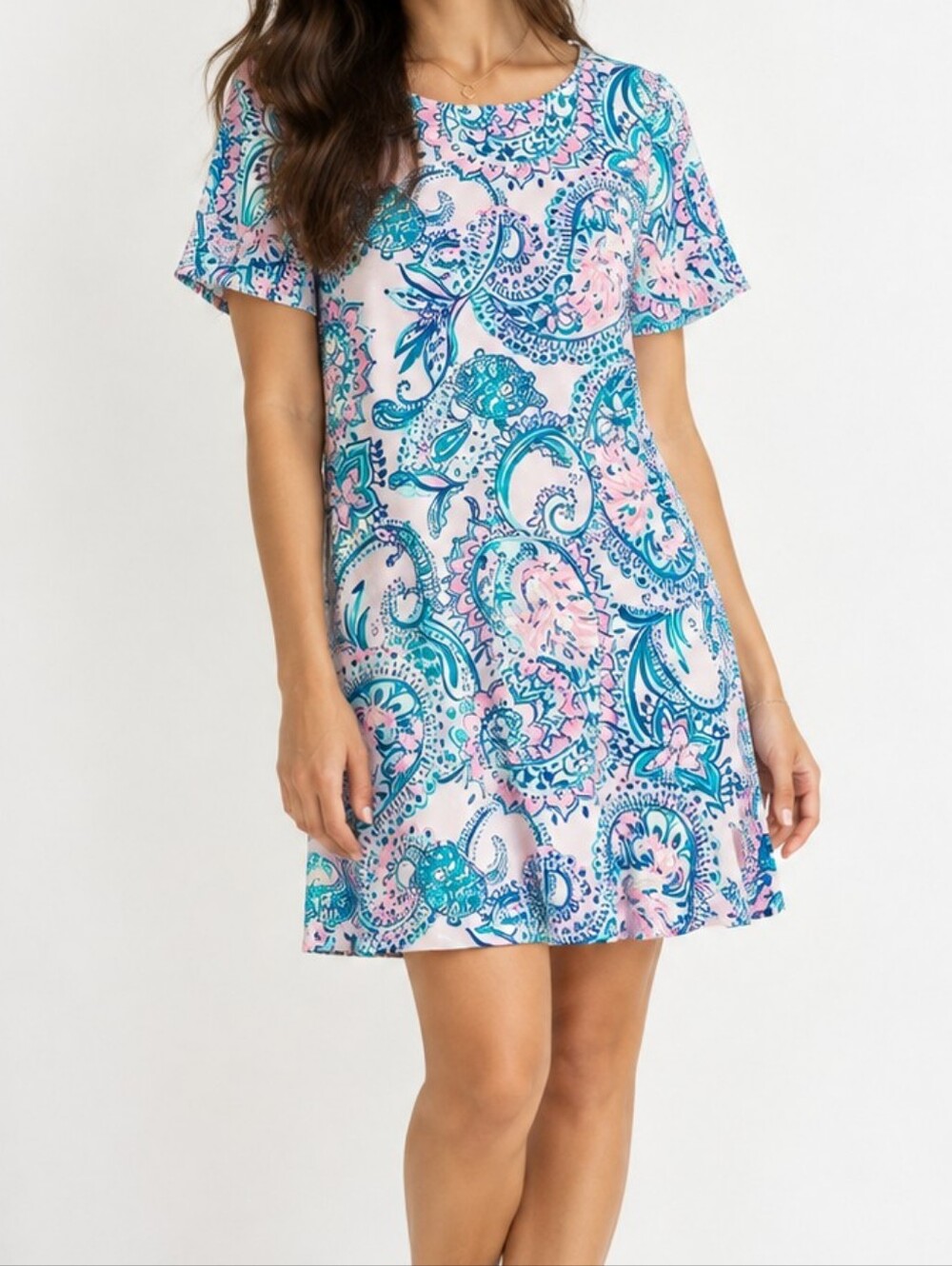 Lilly Pulitzer Mellorie Paisley Short Sleeve Mini Dress Multicolor Sz XS Casual